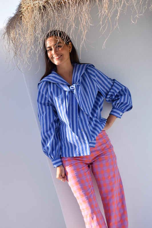 BLUSA LUCÍA - RAYAS AZULES -