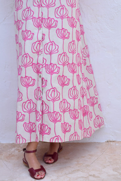 VESTIDO EUGENIA - BORDADO ROSA - PREORDER 27 ABRIL