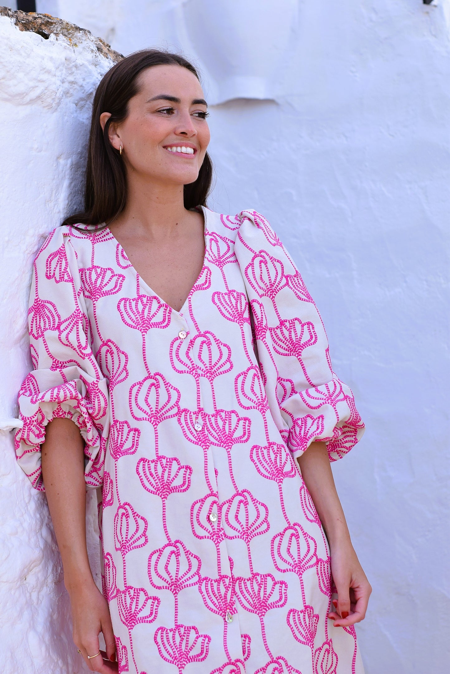 VESTIDO EUGENIA - BORDADO ROSA - PREORDER 27 ABRIL