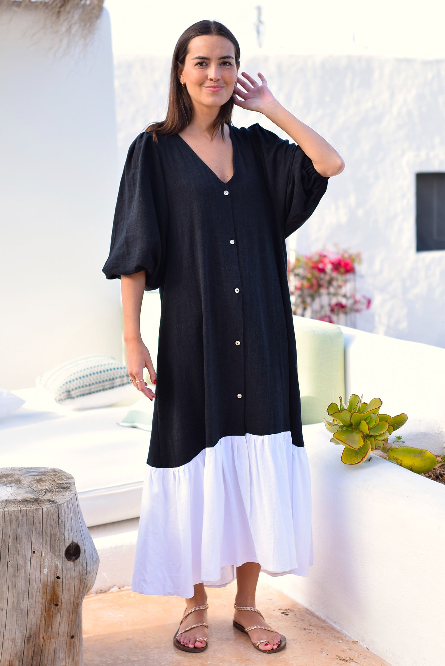 VESTIDO EUGENIA - NEGRO Y BLANCO - PREORDER 22 DE MAYO