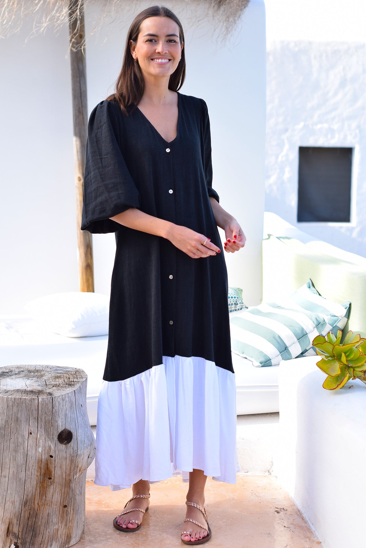 VESTIDO EUGENIA - NEGRO Y BLANCO - PREORDER 22 DE MAYO
