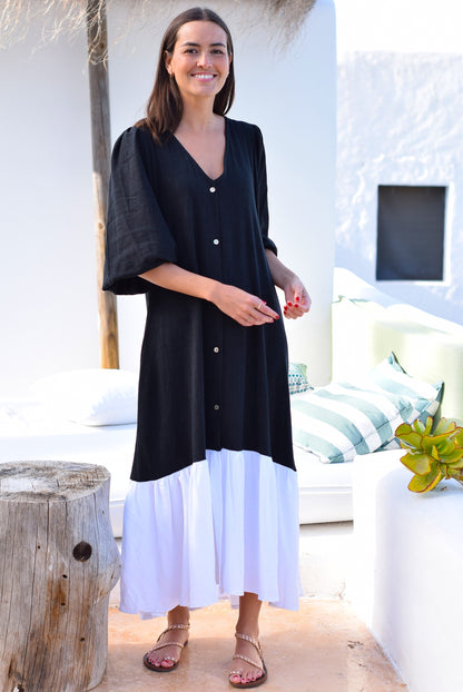 VESTIDO EUGENIA - NEGRO Y BLANCO - PREORDER 22 DE MAYO