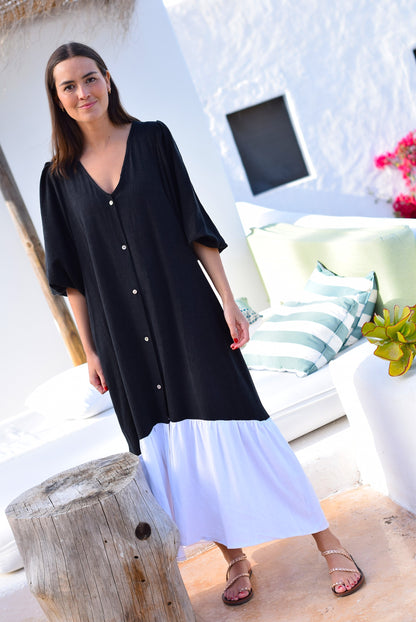 VESTIDO EUGENIA - NEGRO Y BLANCO - PREORDER 22 DE MAYO