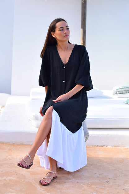 VESTIDO EUGENIA - NEGRO Y BLANCO - PREORDER 22 DE MAYO
