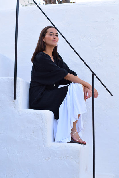VESTIDO EUGENIA - NEGRO Y BLANCO - PREORDER 22 DE MAYO