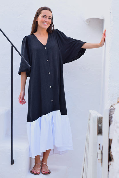 VESTIDO EUGENIA - NEGRO Y BLANCO - PREORDER 22 DE MAYO