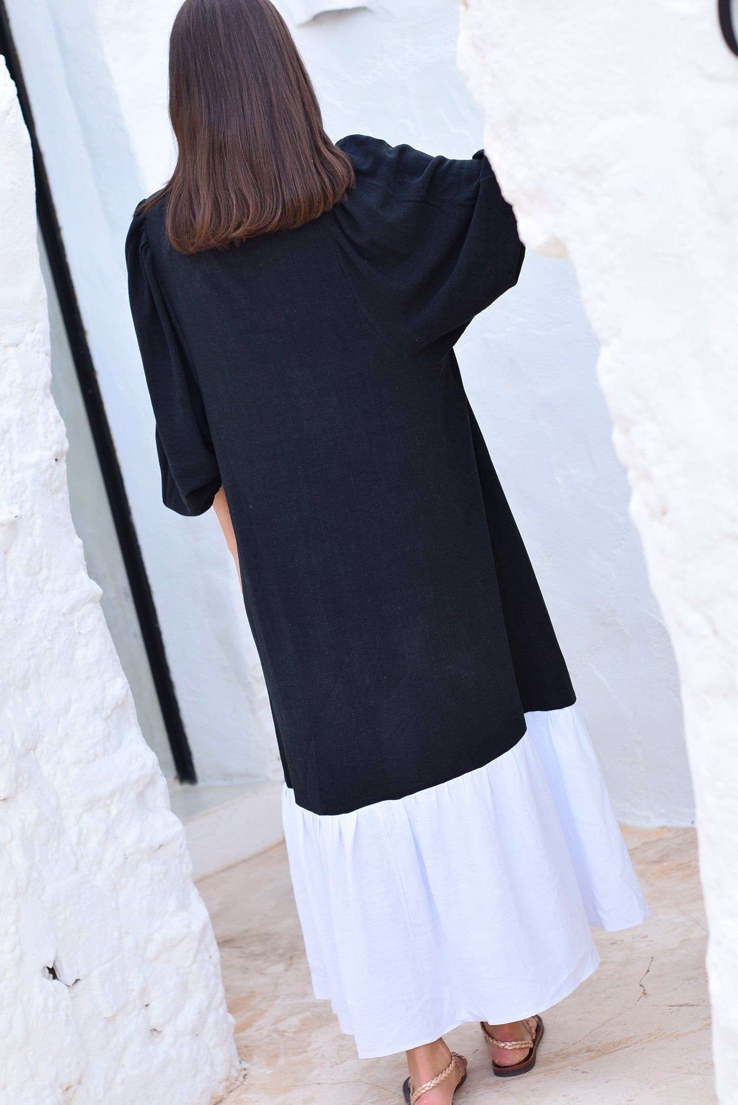VESTIDO EUGENIA - NEGRO Y BLANCO - PREORDER 22 DE MAYO