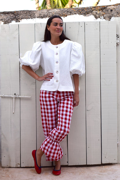 PANTALONES LOLA - VICHY ROJO - PREORDER 4 JUNIO