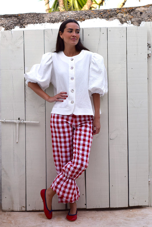 PANTALONES LOLA - VICHY ROJO - PREORDER 4 JUNIO