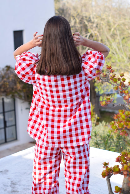 BLUSA FERNANDA - VICHY ROJO - PREORDER 4 JUNIO