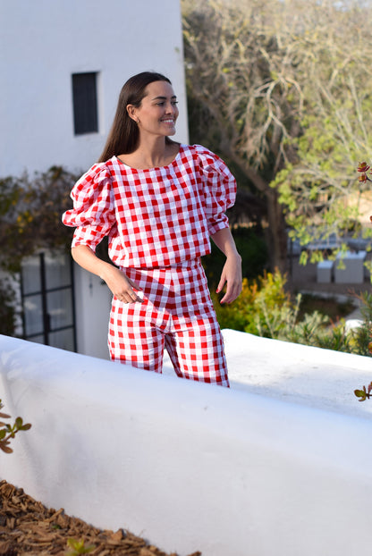 BLUSA FERNANDA - VICHY ROJO - PREORDER 4 JUNIO