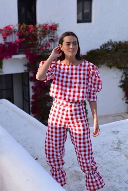 BLUSA FERNANDA - VICHY ROJO - PREORDER 4 JUNIO