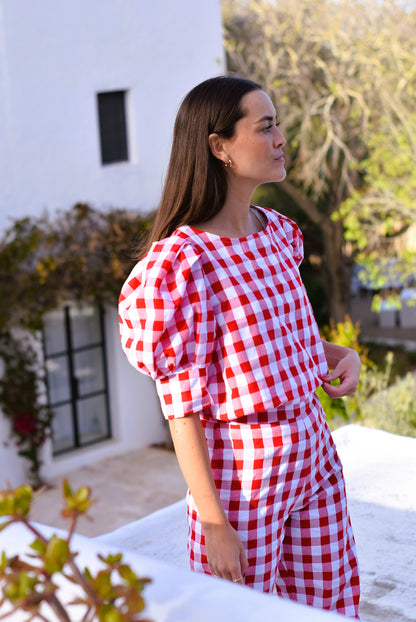 BLUSA FERNANDA - VICHY ROJO - PREORDER 4 JUNIO