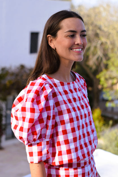 BLUSA FERNANDA - VICHY ROJO - PREORDER 4 JUNIO