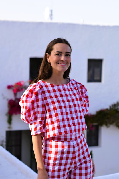 BLUSA FERNANDA - VICHY ROJO - PREORDER 4 JUNIO