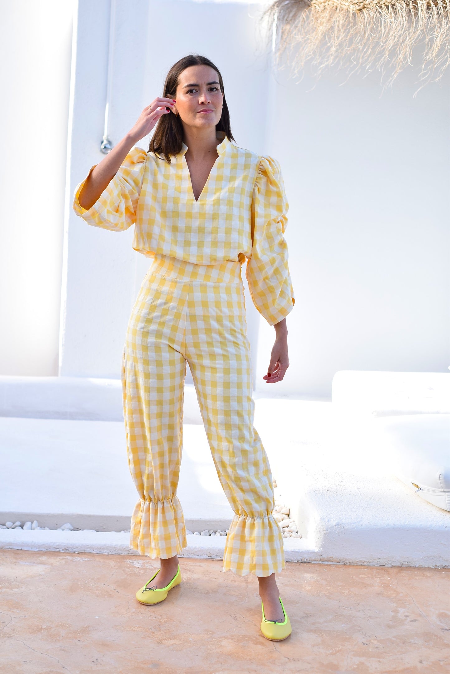 PANTALONES LOLA - VICHY AMARILLO- PREORDER 22 DE MAYO