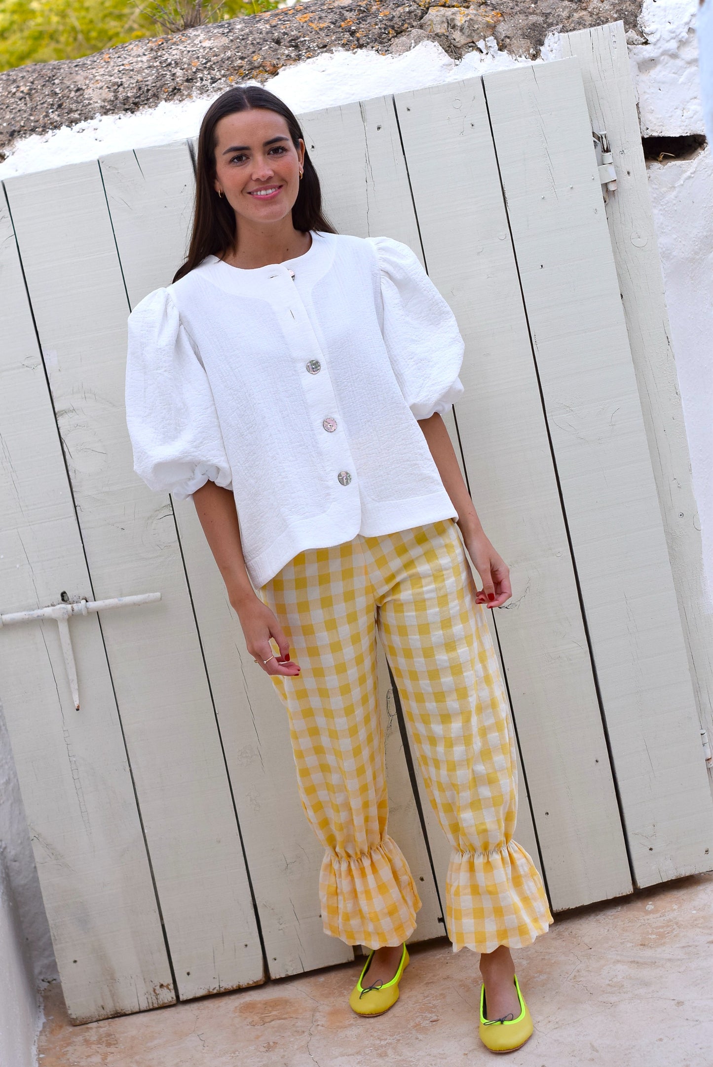 PANTALONES LOLA - VICHY AMARILLO- PREORDER 22 DE MAYO