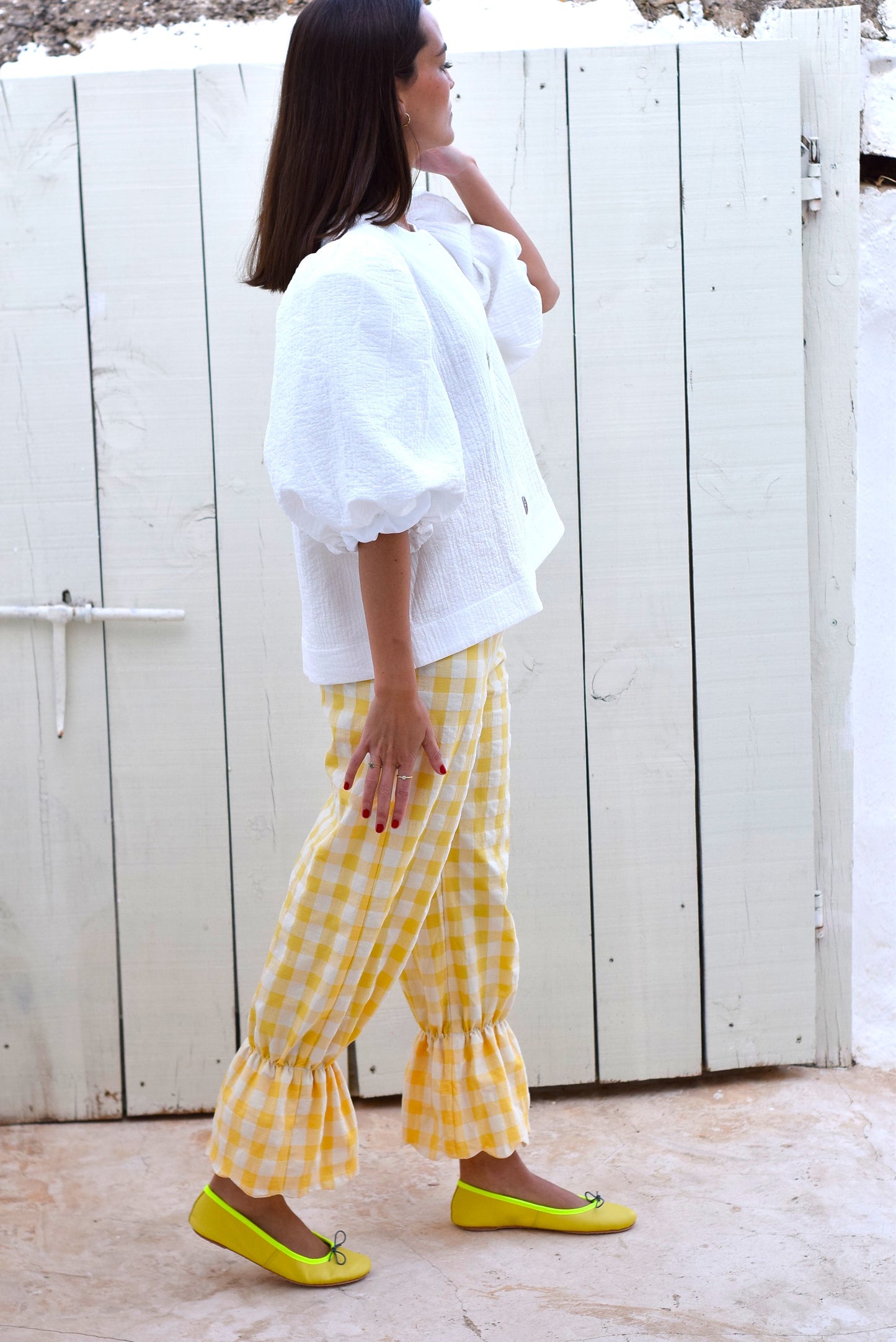 PANTALONES LOLA - VICHY AMARILLO- PREORDER 22 DE MAYO