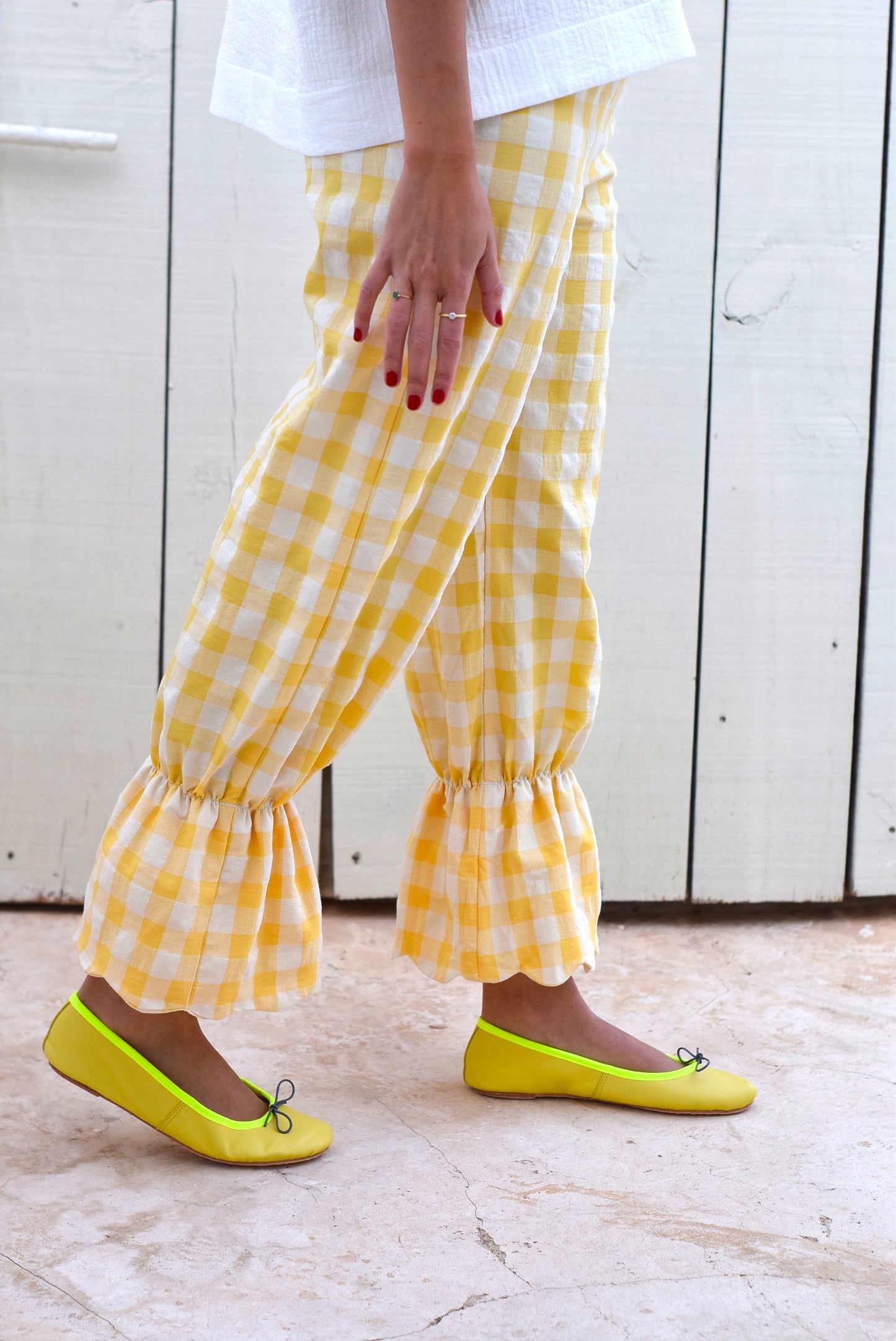 PANTALONES LOLA - VICHY AMARILLO- PREORDER 22 DE MAYO