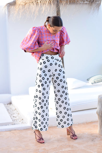 PANTALONES SOL -  LUNARES NEGROS -
