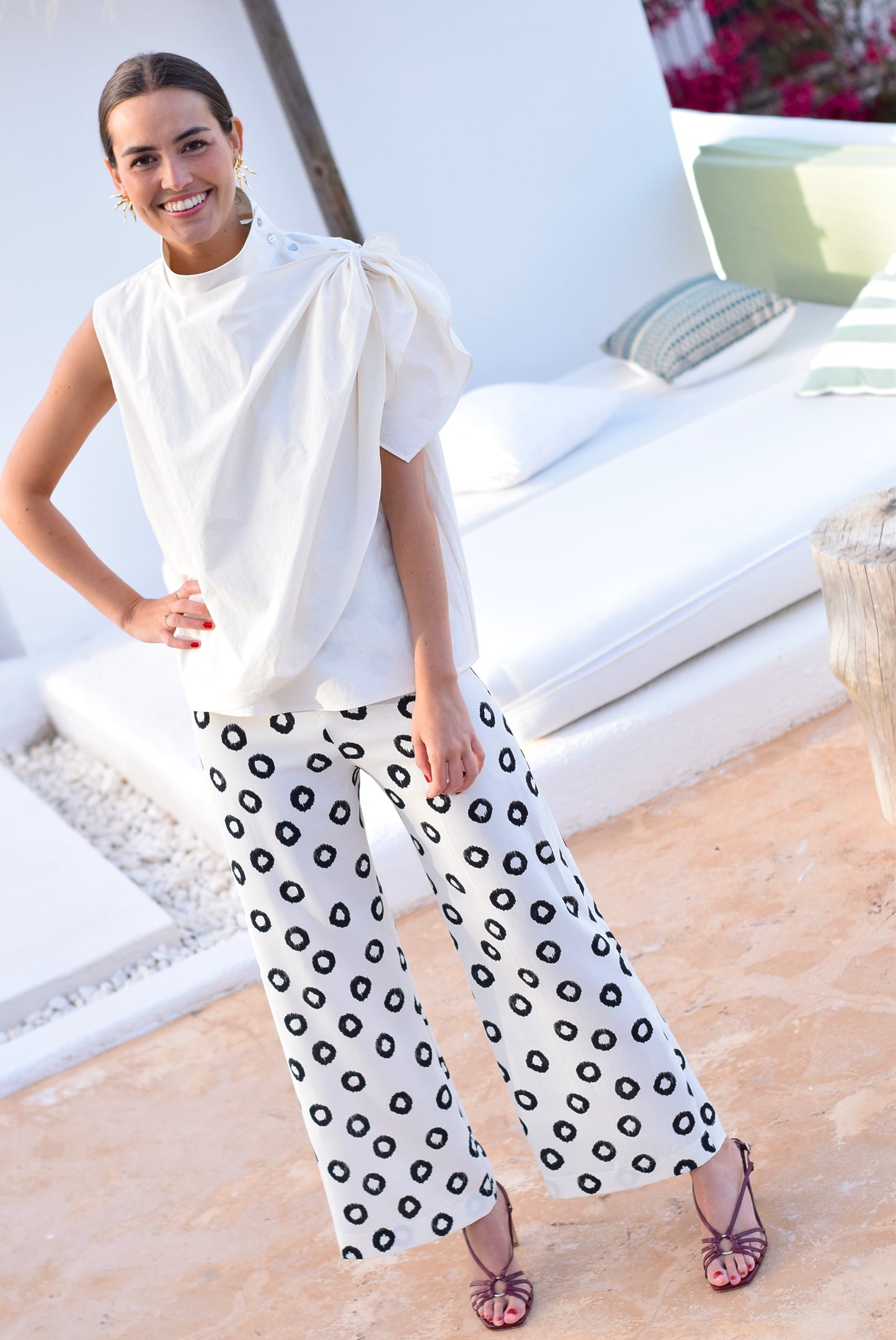 PANTALONES SOL -  LUNARES NEGROS -