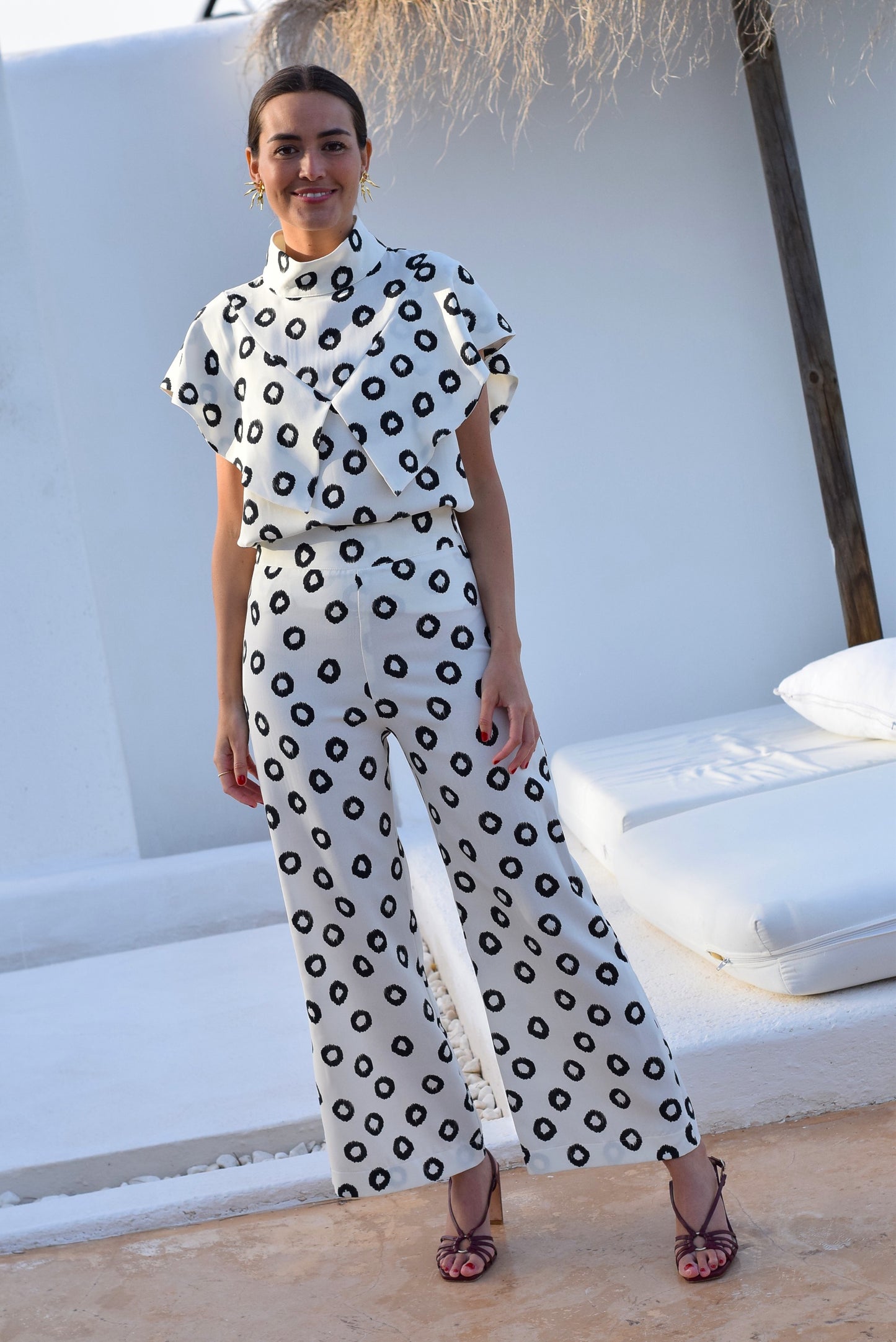 PANTALONES SOL -  LUNARES NEGROS -