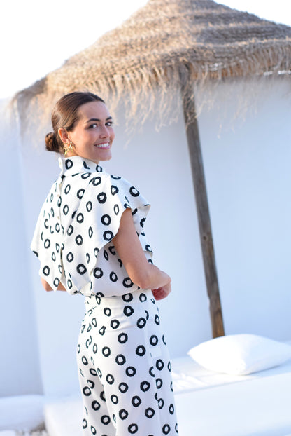 BLUSA FLAVIA - LUNARES NEGROS -