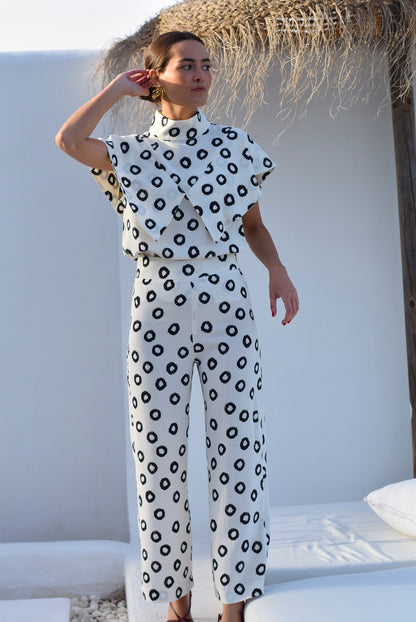 PANTALONES SOL -  LUNARES NEGROS -