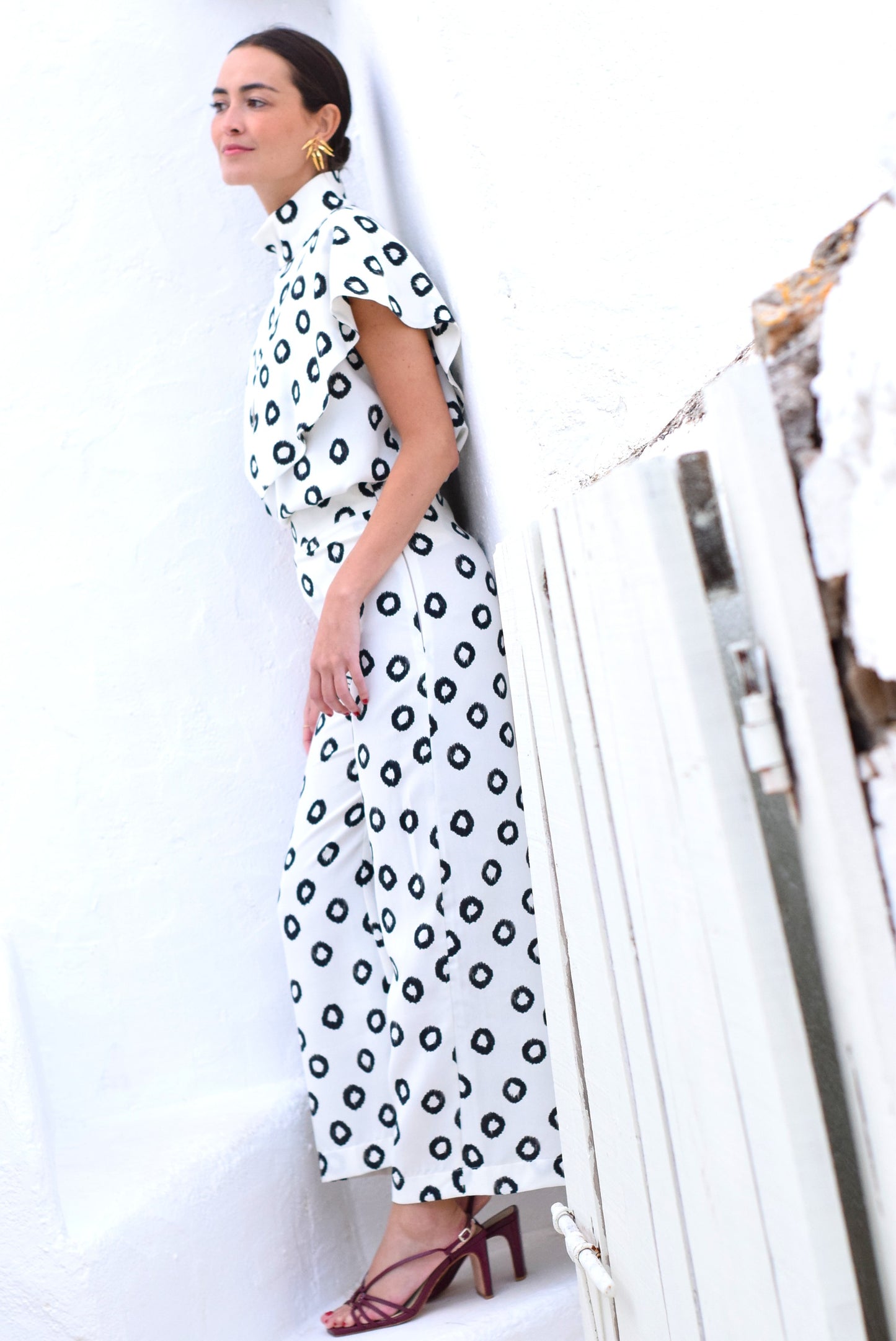 PANTALONES SOL -  LUNARES NEGROS -