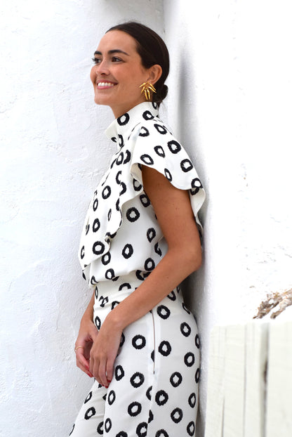 BLUSA FLAVIA - LUNARES NEGROS -