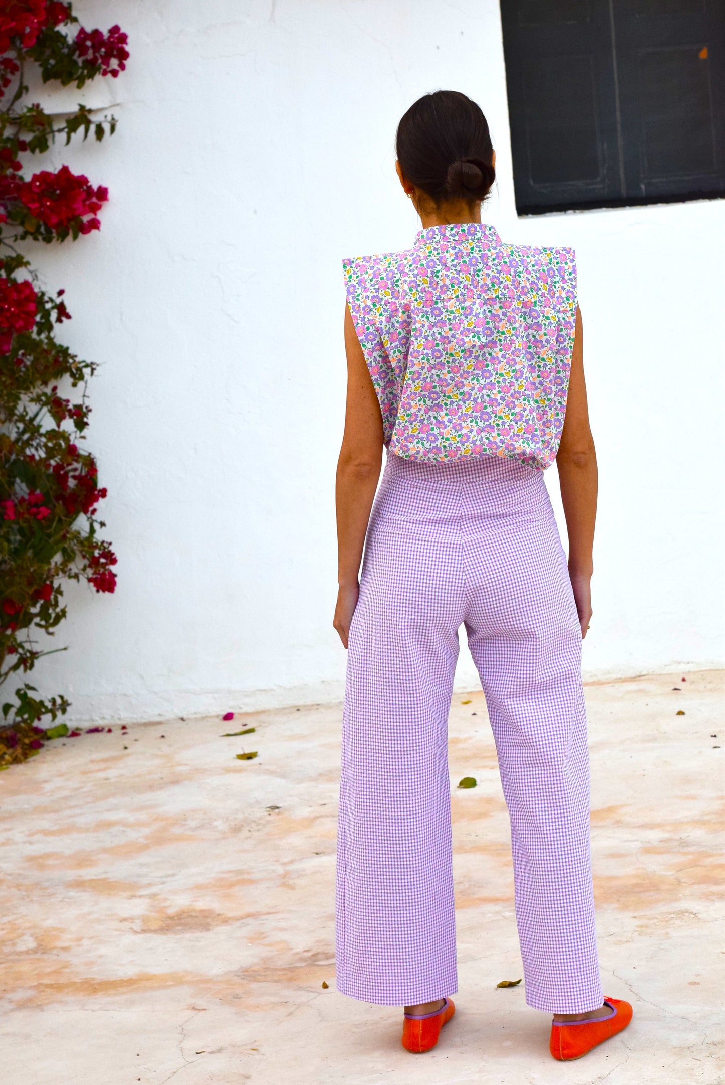 PANTALONES SOL -  VICHY MALVA- PREORDER 27 ABRIL