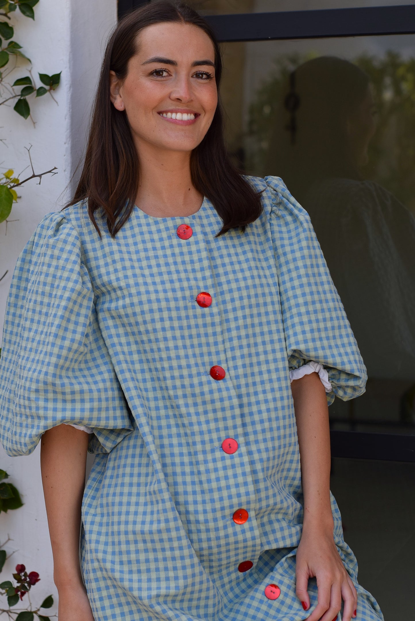 VESTIDO HILDA - VICHY AZUL Y VERDE