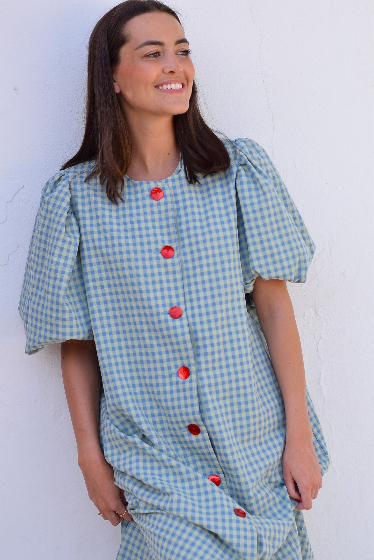 VESTIDO HILDA - VICHY AZUL Y VERDE