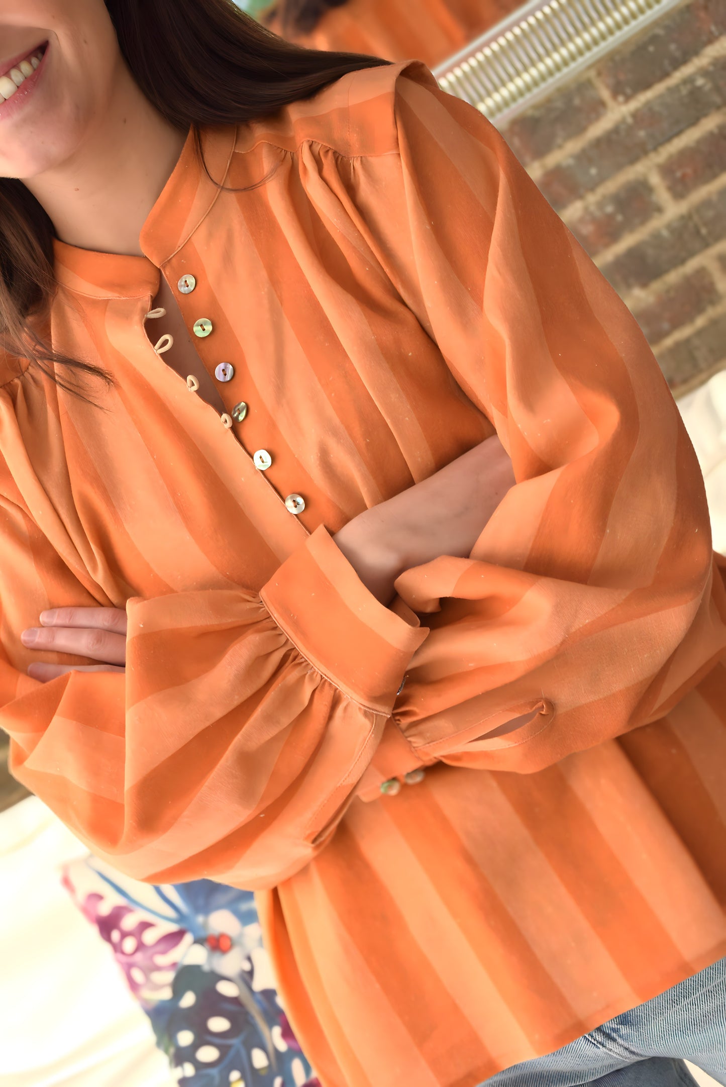 BLUSA ISABELA - RAYAS PAPAYA
