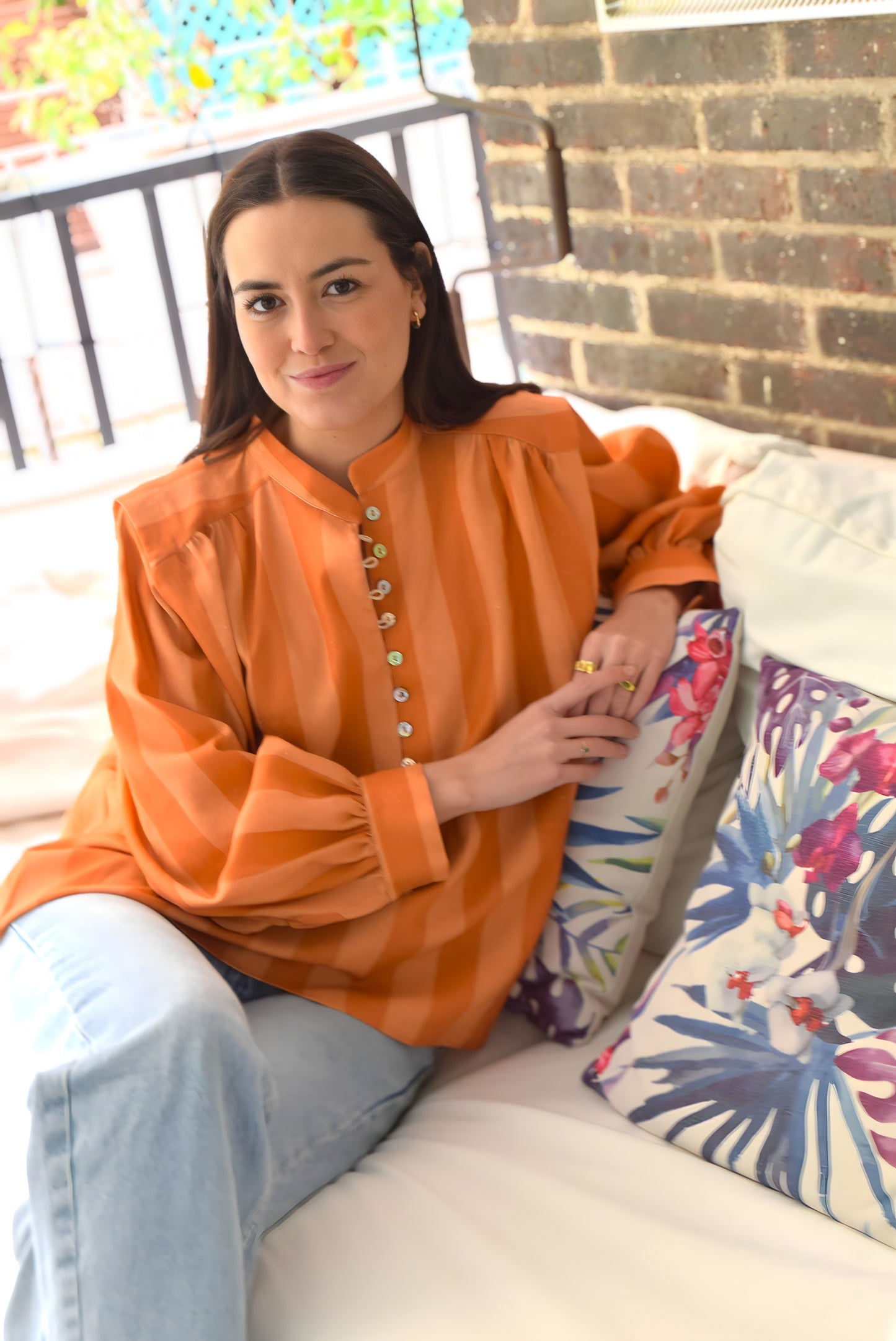 BLUSA ISABELA - RAYAS PAPAYA