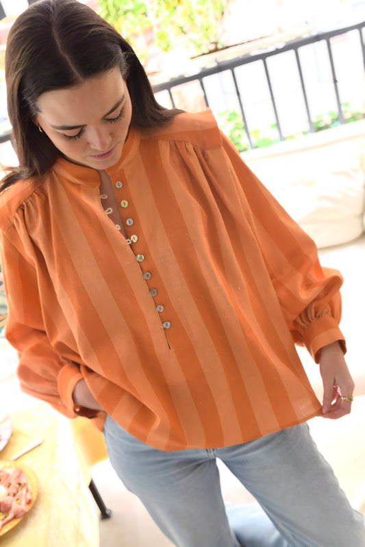 BLUSA ISABELA - RAYAS PAPAYA