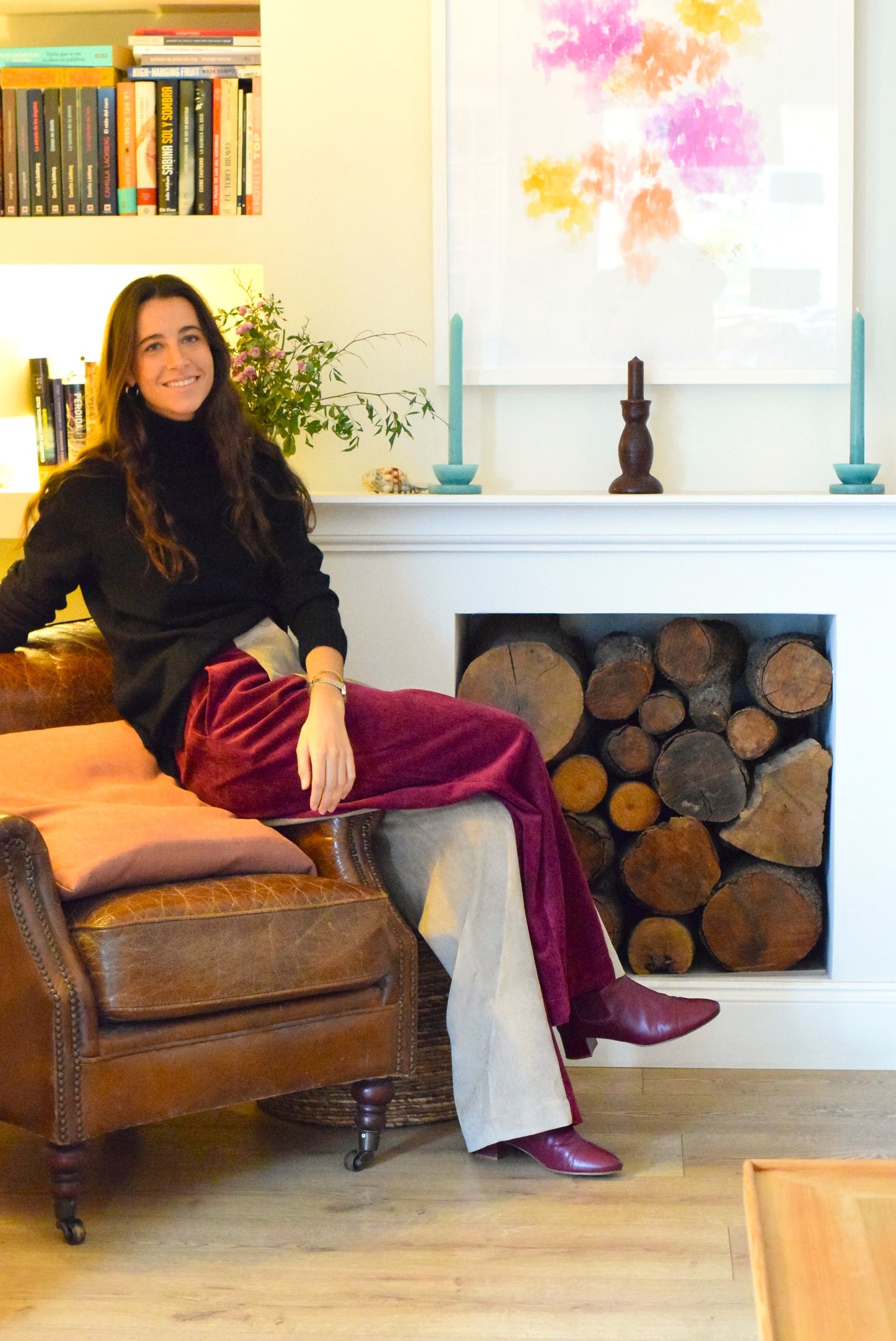 PANTALONES ITZIAR - BICOLOR GRANATE Y BEIGE - PREORDER 14 NOVIEMBRE