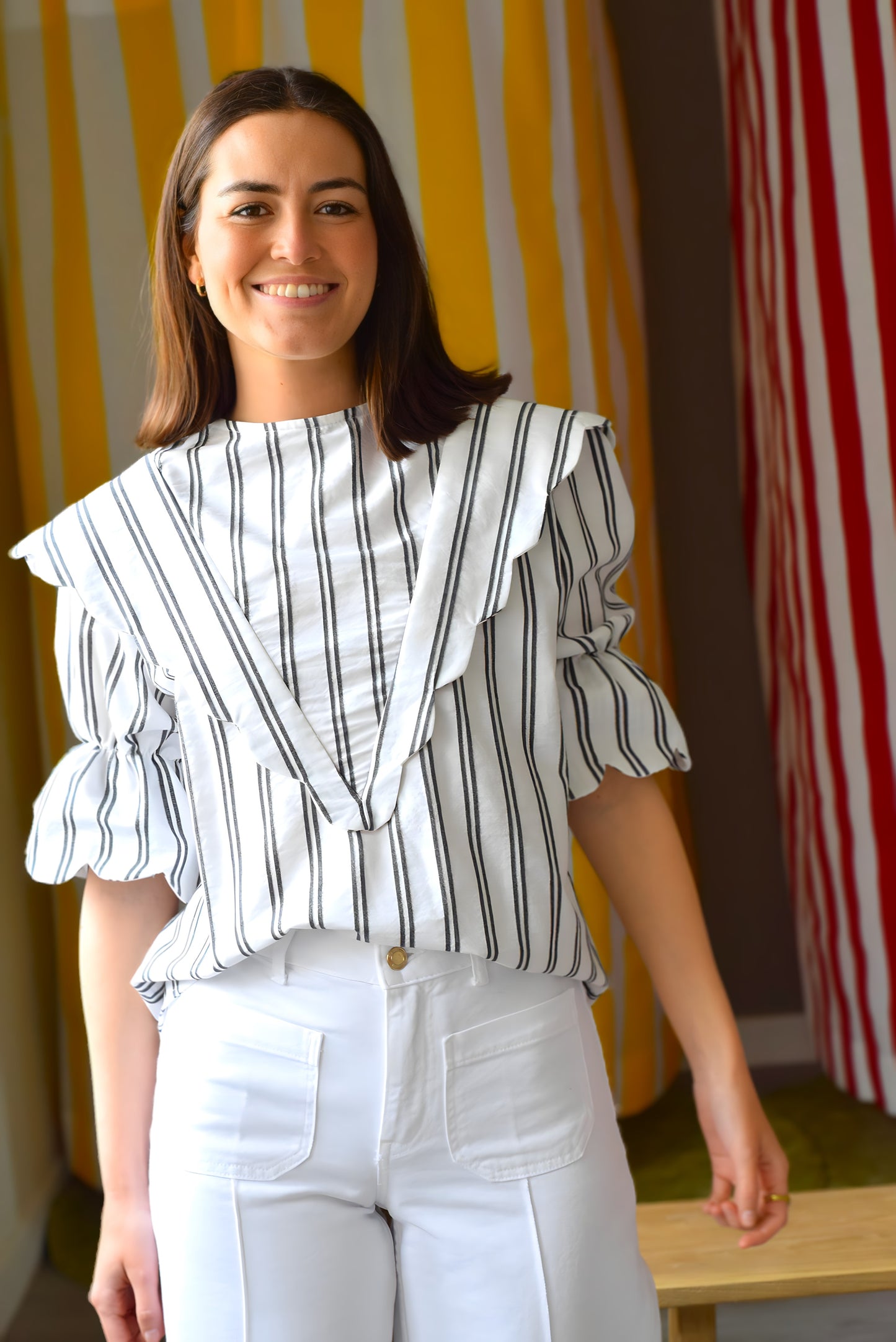 BLUSA LOLA - RAYAS NEGRAS -