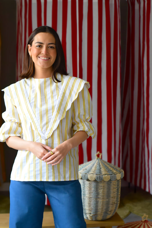 BLUSA LOLA - RAYAS AMARILLAS -