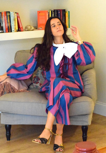 BLUSA FEDERICA - RAYAS AZUL Y ROSA