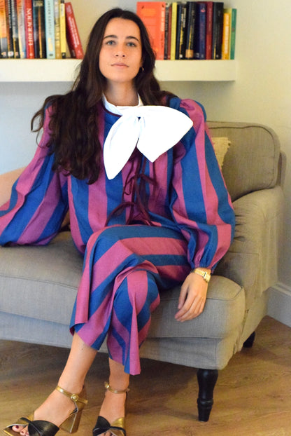 BLUSA FEDERICA - RAYAS AZUL Y ROSA