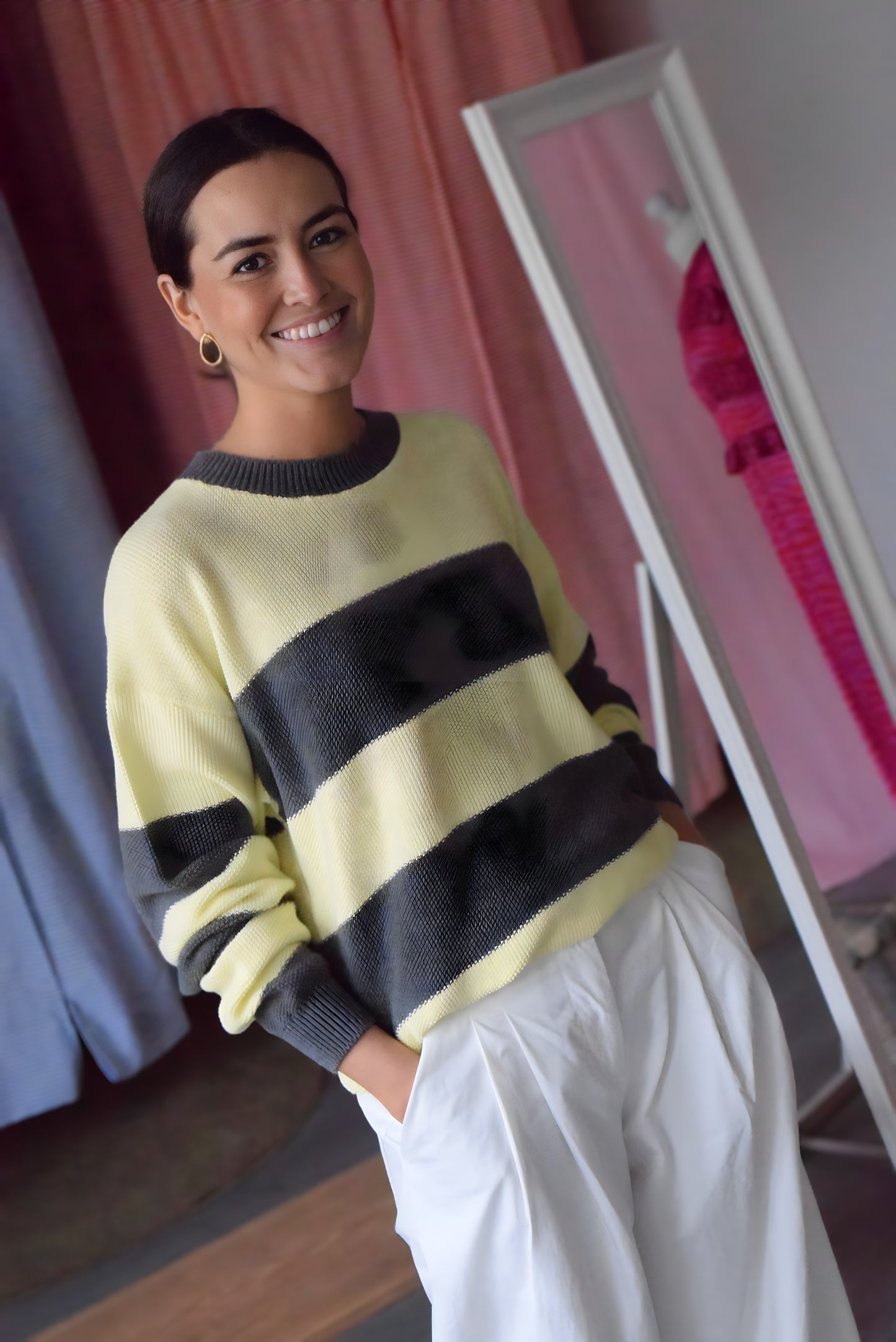 MARIA JERSEY - YELLOW AND GREY -