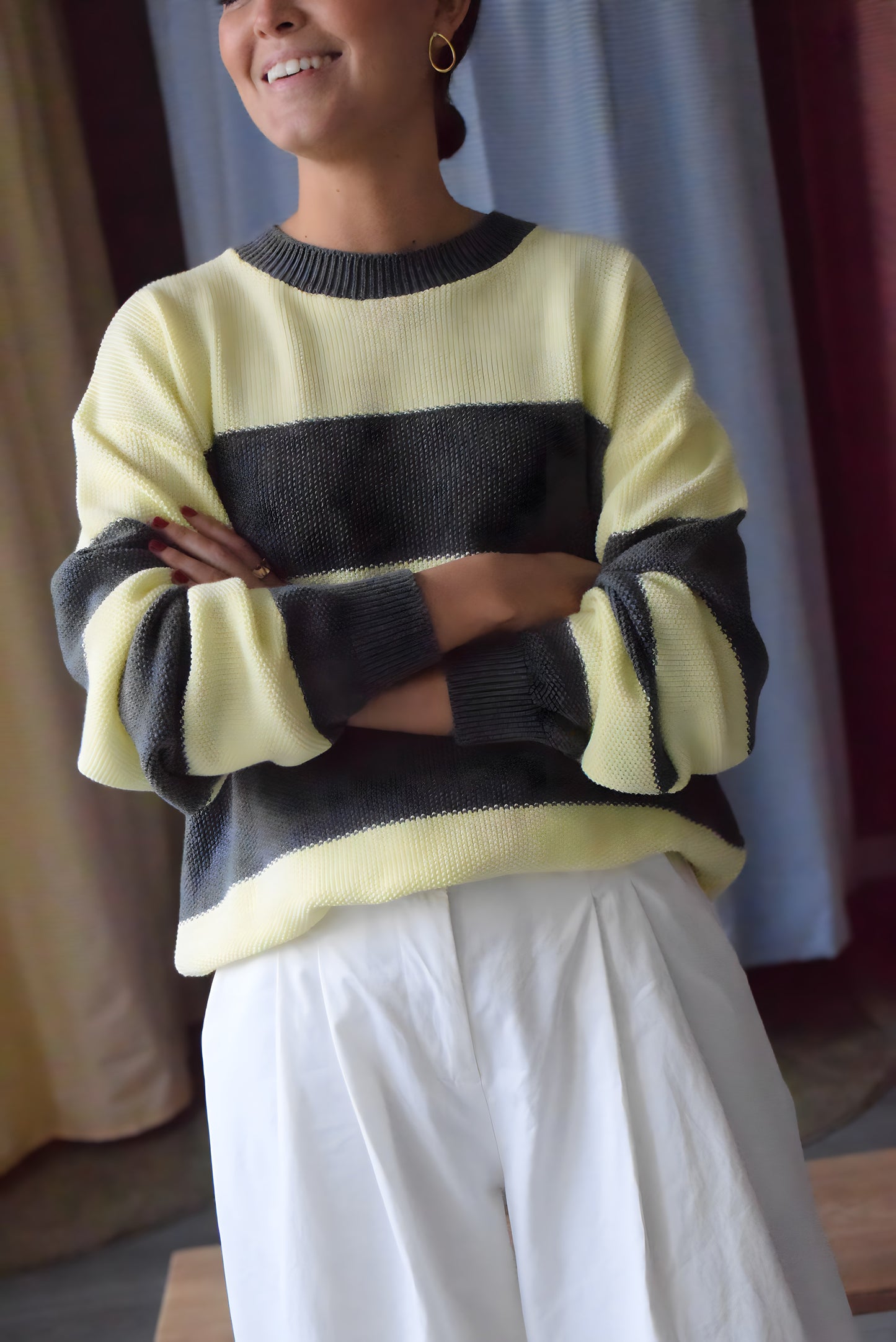 MARIA JERSEY - YELLOW AND GREY -