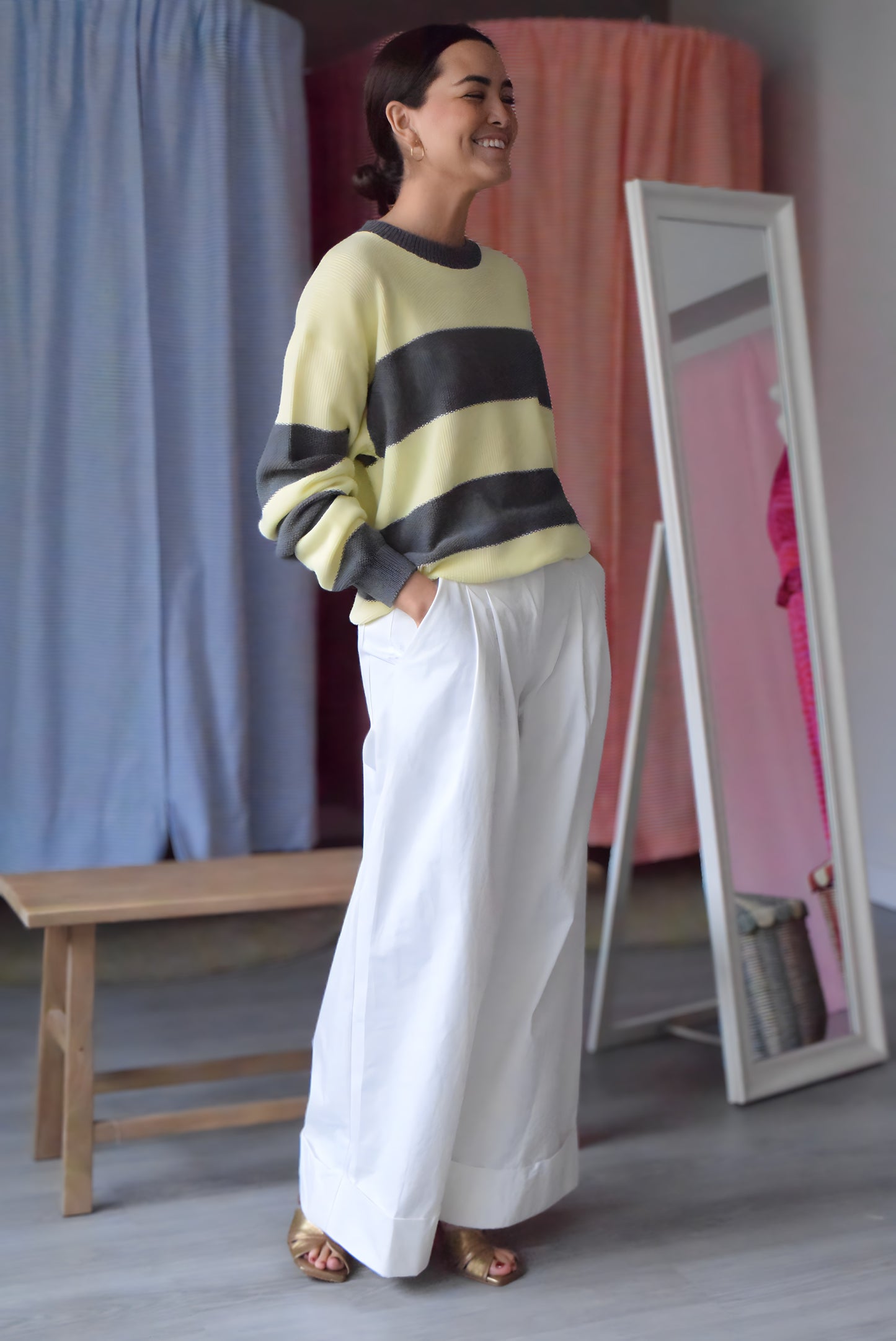 MARIA JERSEY - YELLOW AND GREY -
