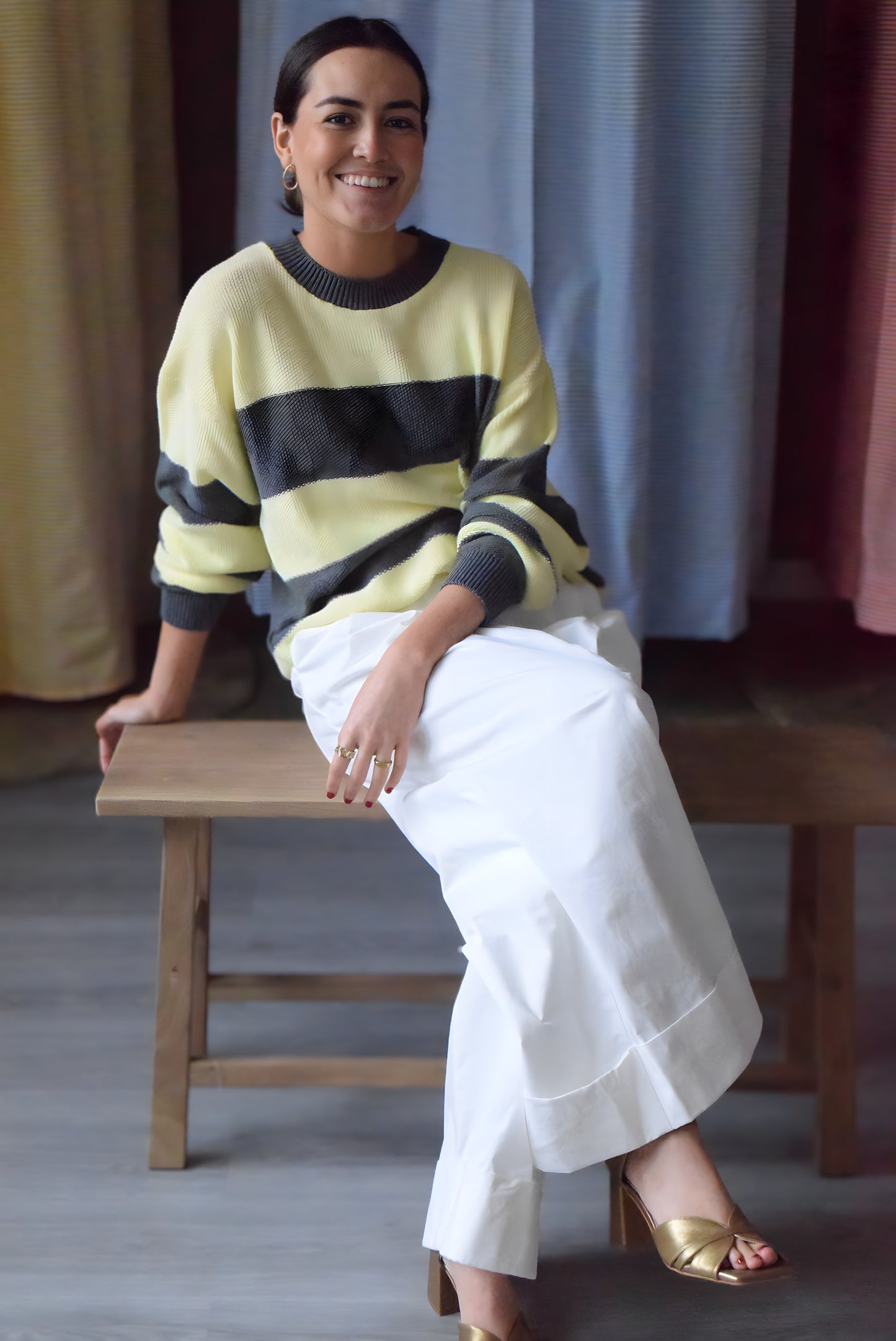 MARIA JERSEY - YELLOW AND GREY -
