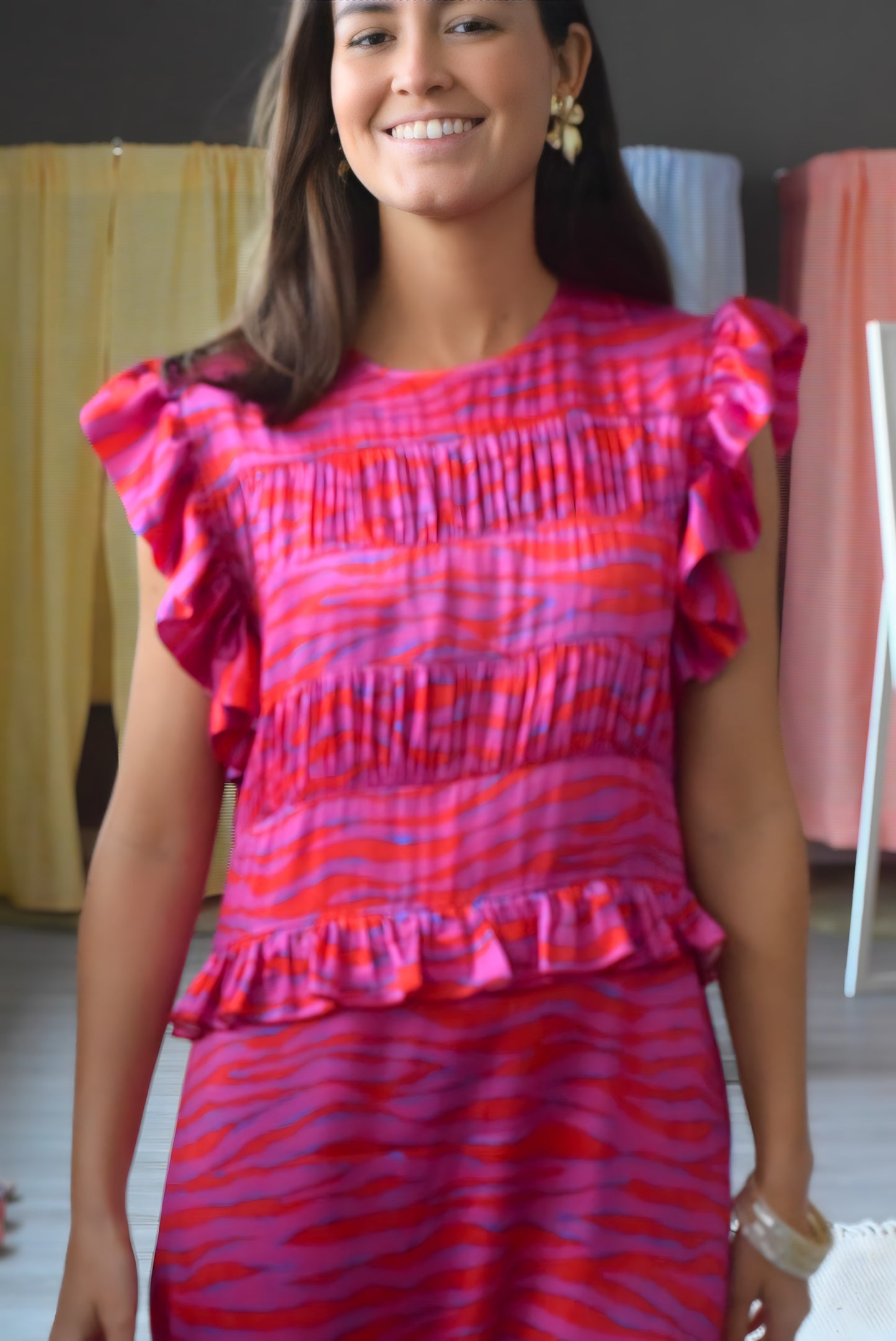 MARCELA DRESS - PINK AND RED