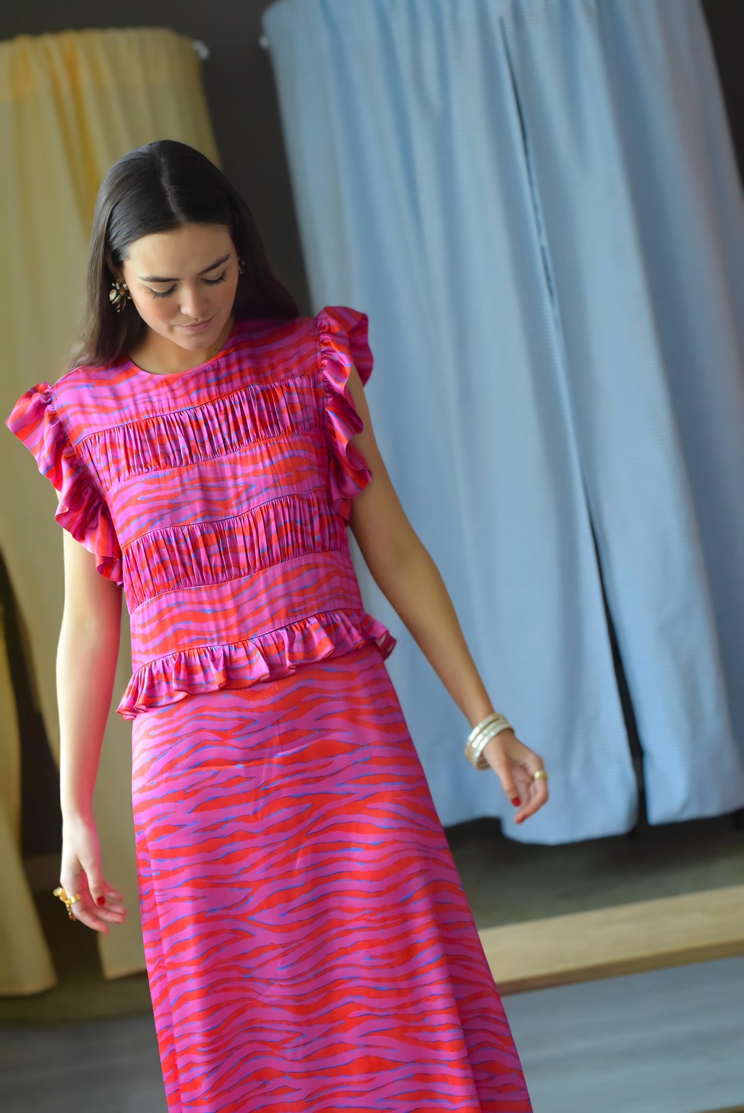 MARCELA DRESS - PINK AND RED
