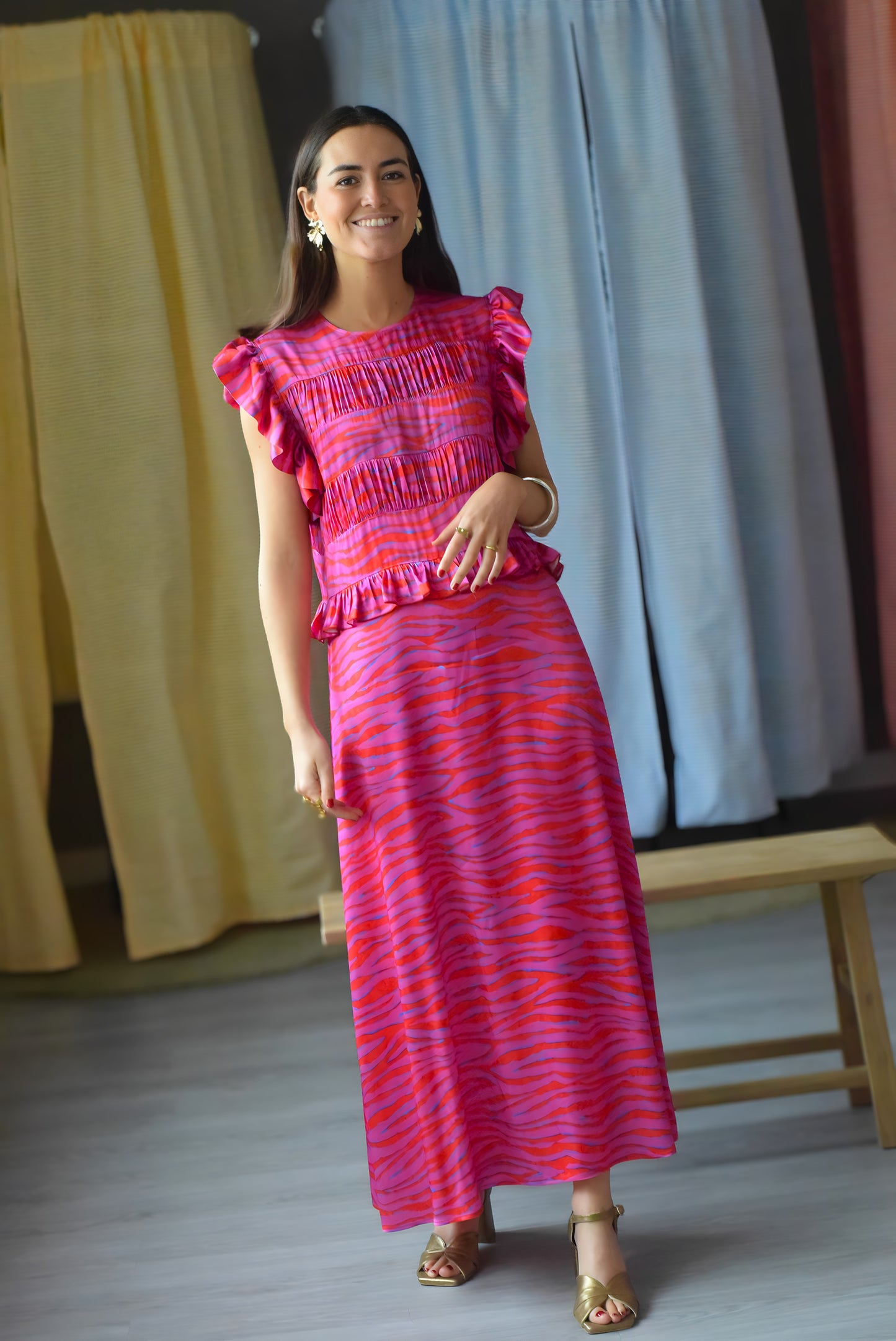 MARCELA DRESS - PINK AND RED