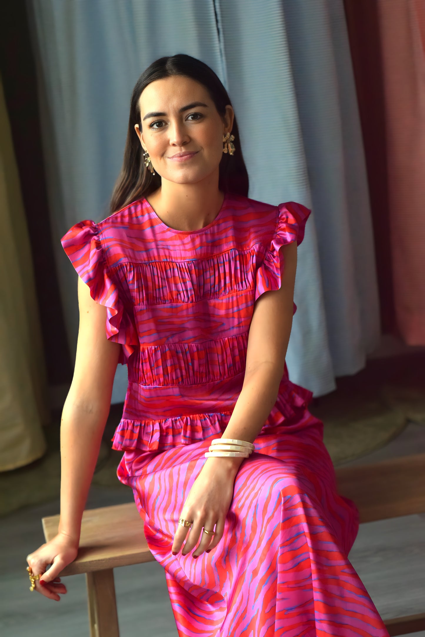 MARCELA DRESS - PINK AND RED