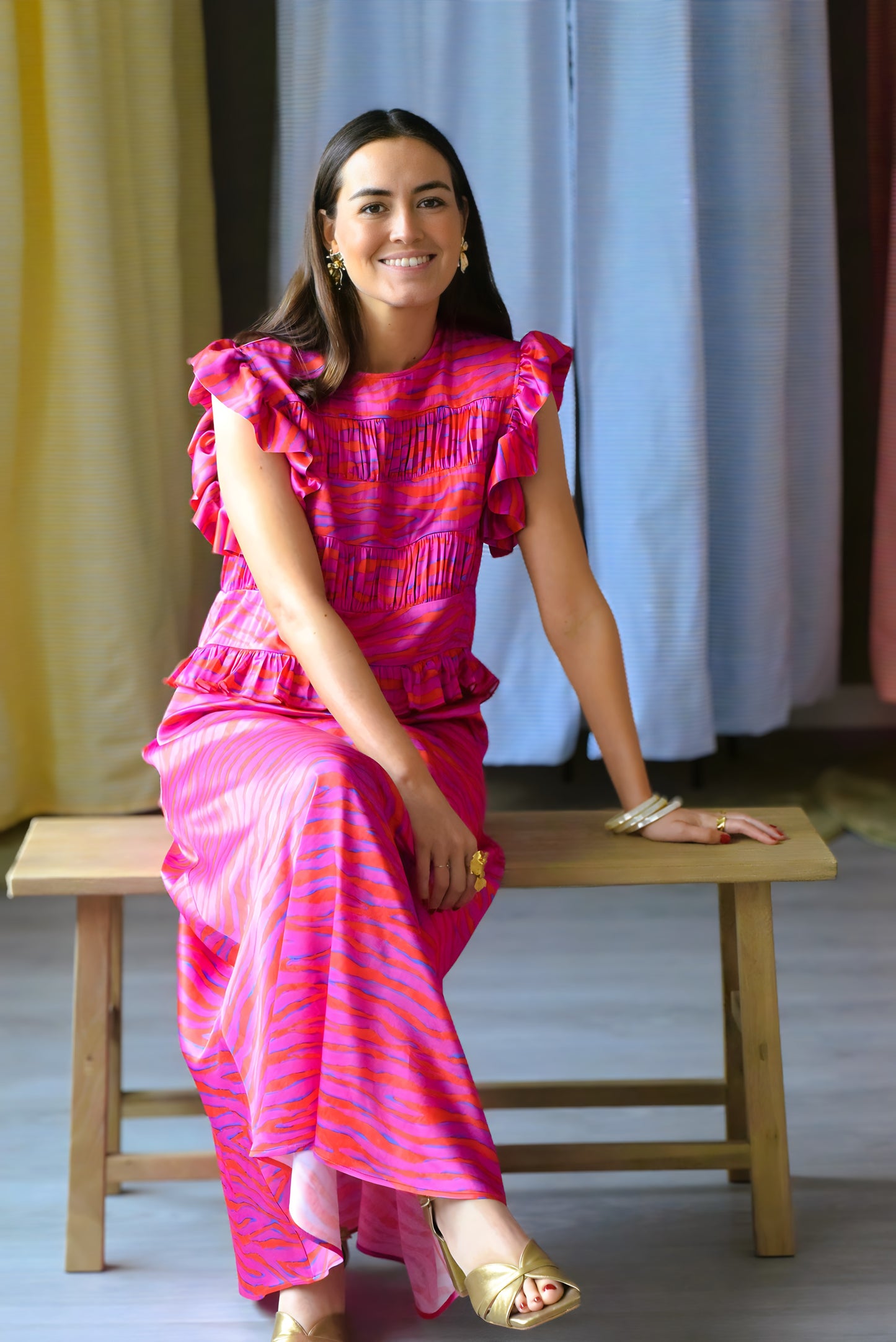 MARCELA DRESS - PINK AND RED
